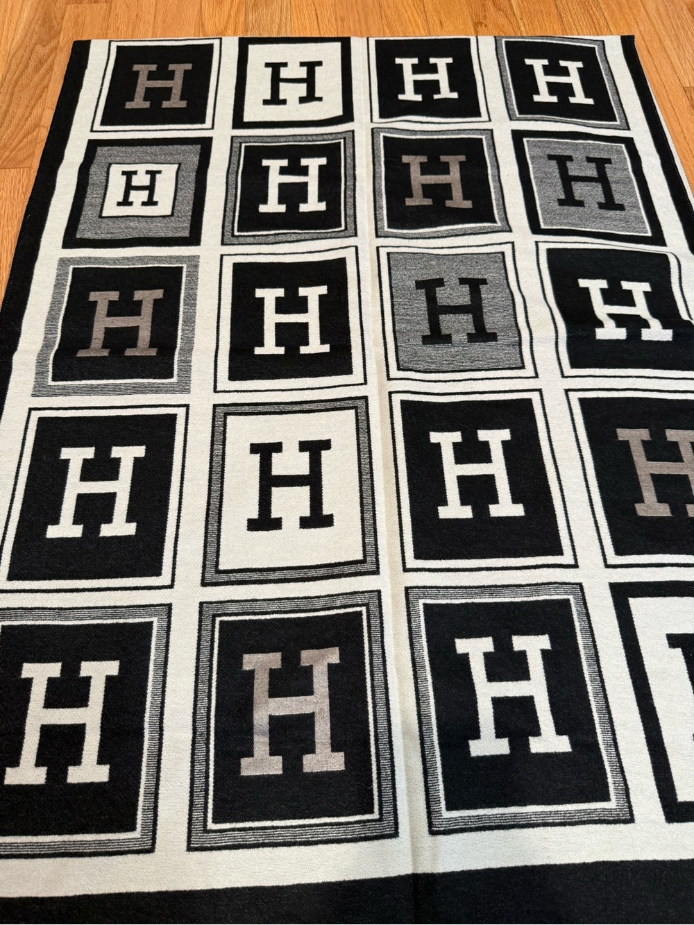 NEW Monogram Block Scarf in Black, White & Gray